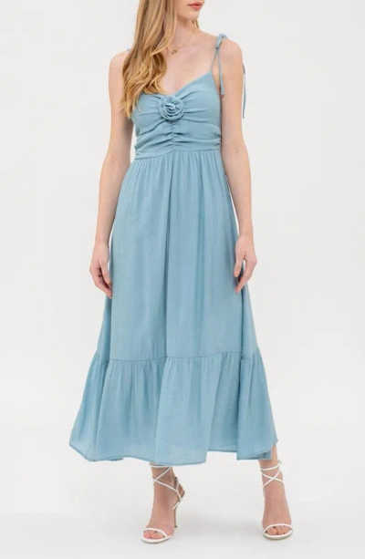 Blu Pepper Rosette Tiered Sundress In Dark Mint