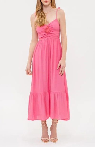 Blu Pepper Rosette Tiered Sundress In Light Fuchsia