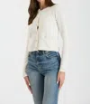 Blu Pepper Round Neck Gold Button Knit Cardigan In Ivory In Multi