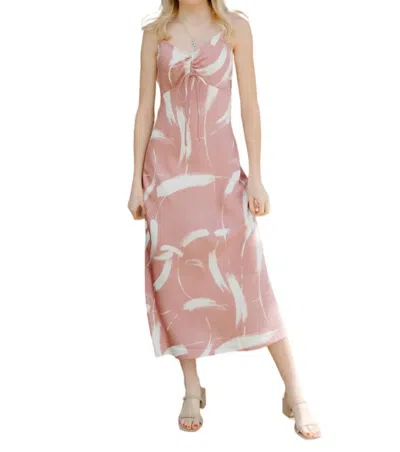 Blu Pepper Brushstroke Satin Midi Dress In Pink