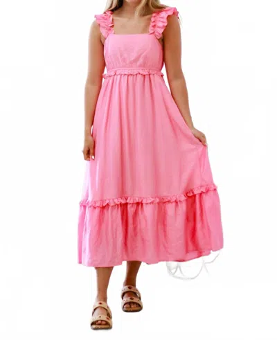 Blu Pepper Ruffle Maxi Dress In Hot Pink