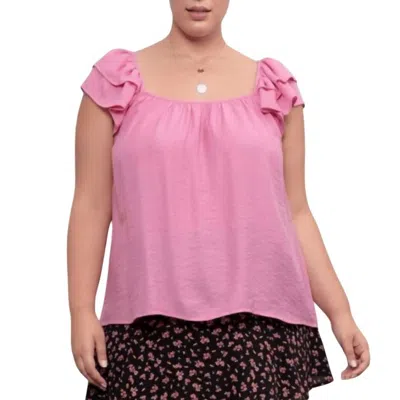 Blu Pepper Ruffle Sleeve Top - Plus In Pink