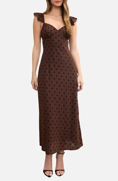 Blu Pepper Ruffle Strap Maxi Dress In Brown
