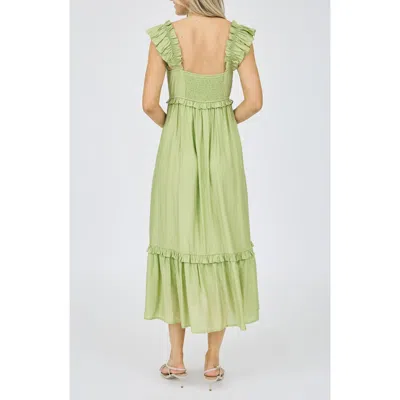 Blu Pepper Ruffle Strap Midi Dress In Kiwi
