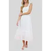 Blu Pepper Ruffle Strap Midi Dress In White