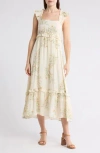 Blu Pepper Ruffle Tiered Maxi Dress In Ivory Multi