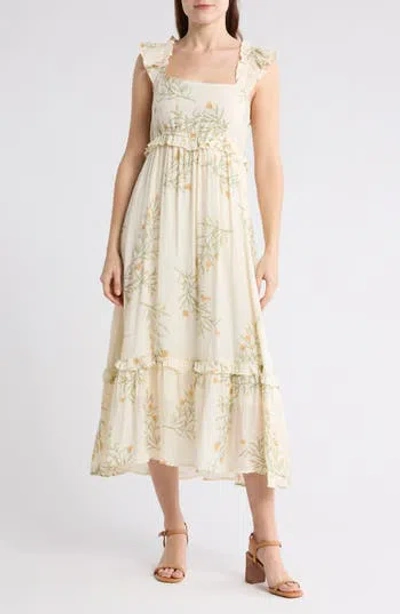 Blu Pepper Ruffle Tiered Maxi Dress In Ivory Multi
