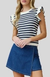 BLU PEPPER BLU PEPPER RUFFLE TRIM STRIPE KNIT TANK TOP