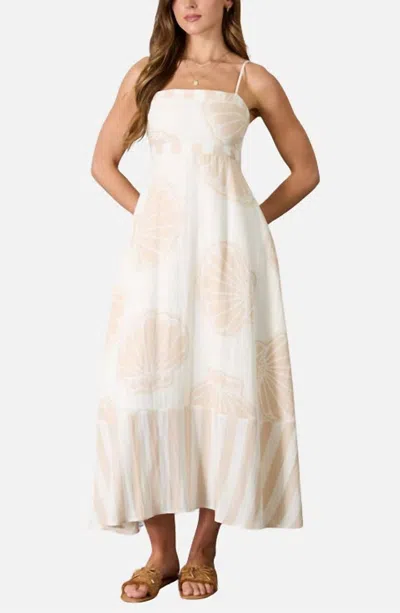 Blu Pepper Sandy Shores Seashell Maxi Dress In Light Taupe In Neutral