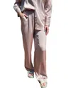 Blu Pepper Satin Wide Leg Pants In Light Taupe In Multi