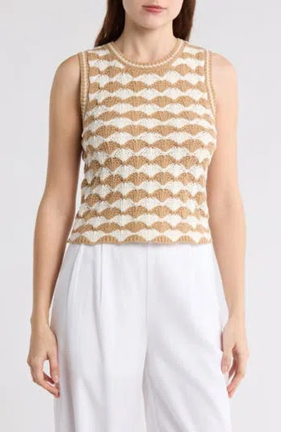 Blu Pepper Scallop Knit Top In Khaki