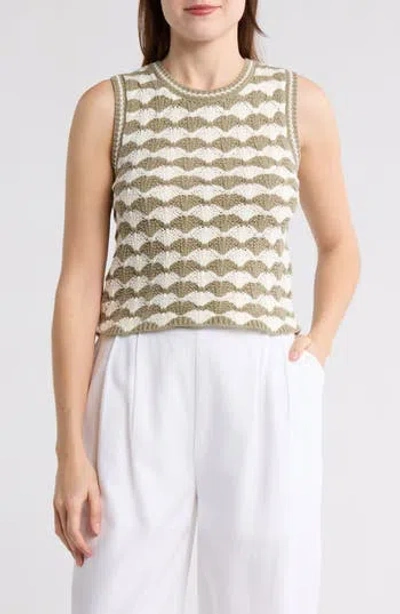 Blu Pepper Scallop Knit Top In Olive