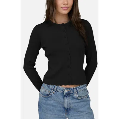 Blu Pepper Scallop Trim Cardigan In Black