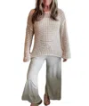 Blu Pepper Seaside Crochet Crew Neck Sweater In Natural In White
