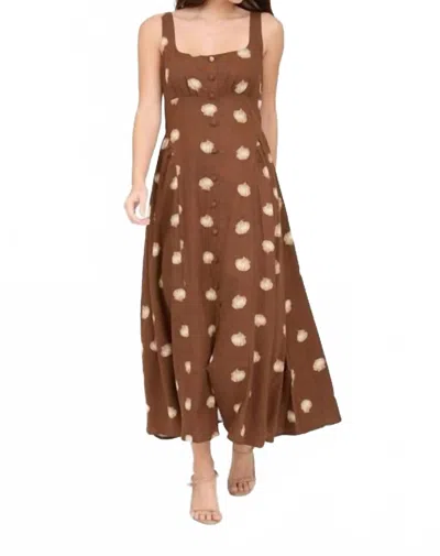 Blu Pepper Shell Print Midi Dress In Brown