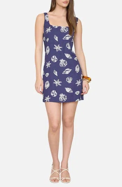 Blu Pepper Shell Print Minidress In Blue