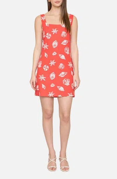 Blu Pepper Shell Print Minidress In Red