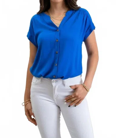 Blu Pepper Short Roll Sleeve Button Down Shirt In Royal Blue
