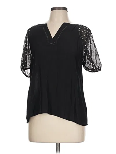 Pre-owned Blu Pepper Short Sleeve Blouse In Black
