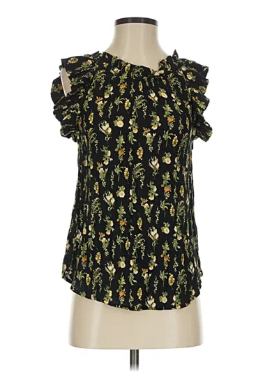 Pre-owned Blu Pepper Short Sleeve Blouse In Black