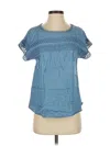 Blu Pepper Short Sleeve Blouse In Blue