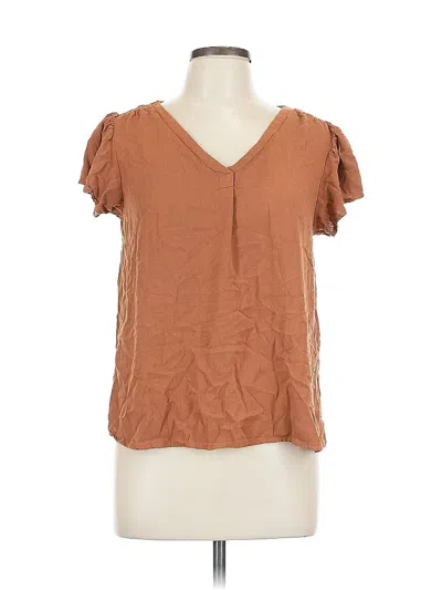 Pre-owned Blu Pepper Short Sleeve Blouse In Brown