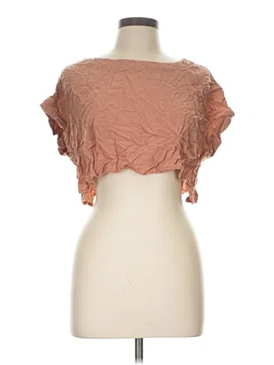 Pre-owned Blu Pepper Short Sleeve Blouse In Brown