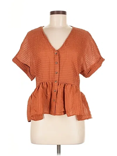 Pre-owned Blu Pepper Short Sleeve Blouse In Orange