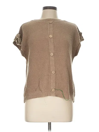 Pre-owned Blu Pepper Short Sleeve Blouse In Tan