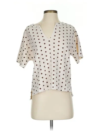 Pre-owned Blu Pepper Short Sleeve Blouse In White