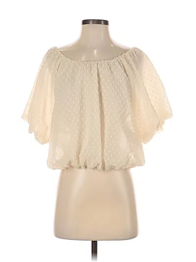 Pre-owned Blu Pepper Short Sleeve Blouse In White