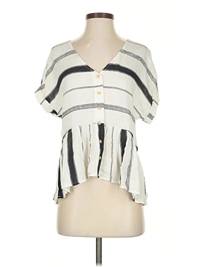Pre-owned Blu Pepper Short Sleeve Blouse In White
