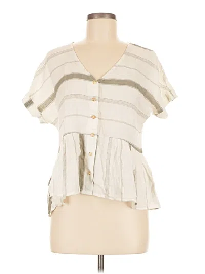 Pre-owned Blu Pepper Short Sleeve Blouse In White