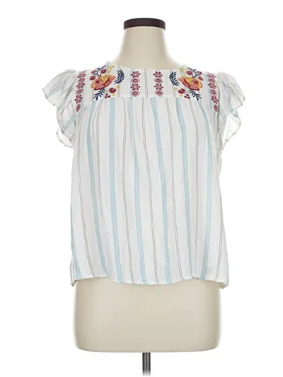 Pre-owned Blu Pepper Short Sleeve Blouse In White