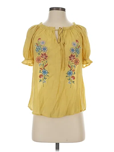 Pre-owned Blu Pepper Short Sleeve Blouse In Yellow