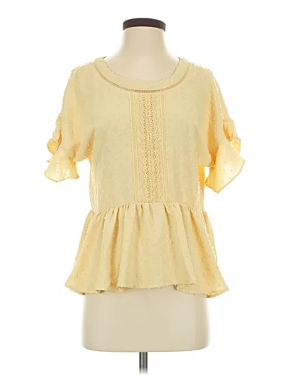 Pre-owned Blu Pepper Short Sleeve Blouse In Yellow