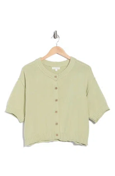 Blu Pepper Short Sleeve Button Front Cardigan In Green