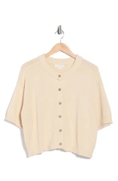 Blu Pepper Short Sleeve Button Front Cardigan In Multi