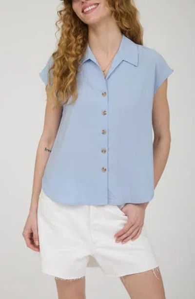 Blu Pepper Short Sleeve Button Front Shirt In Blue