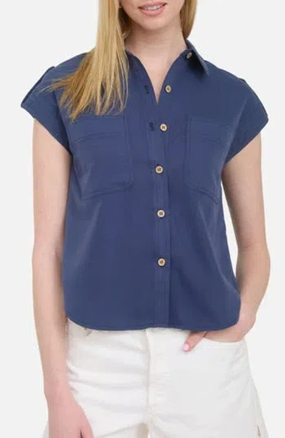 Blu Pepper Short Sleeve Button-up Shirt In Blue