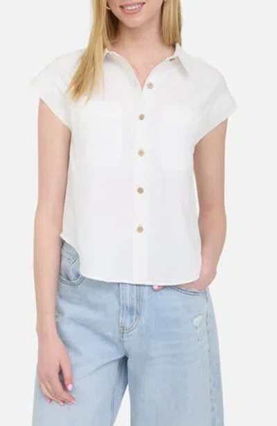 Blu Pepper Short Sleeve Button-up Shirt In White