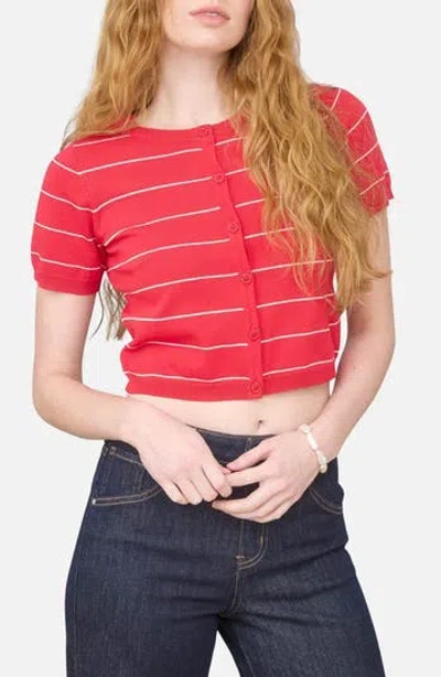 Blu Pepper Short Sleeve Cardigan In Red