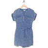 Blu Pepper Short Sleeve Cotton Gauze Minidress In Chambray