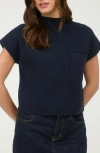 Blu Pepper Short Sleeve Mock Neck Sweater In Blue