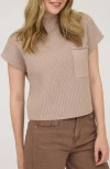 Blu Pepper Short Sleeve Mock Neck Sweater In Brown