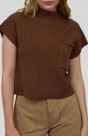 Blu Pepper Short Sleeve Mock Neck Sweater In Brown