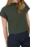 Blu Pepper Short Sleeve Mock Neck Sweater In Green