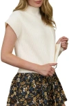 Blu Pepper Short Sleeve Mock Neck Sweater In Neutral