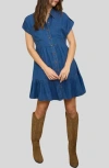 Blu Pepper Short Sleeve Tiered Shirtdress