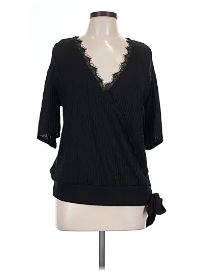 Pre-owned Blu Pepper Short Sleeve Top Black Tie Neck Tops